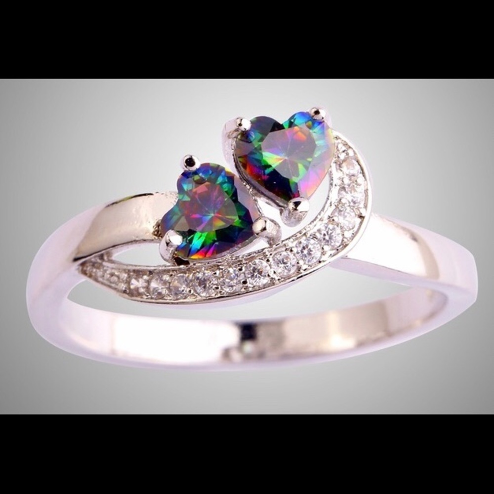Silver hearts ring